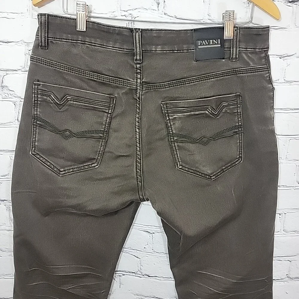 PAVINI Jeans Italian‎ Black Label Men's Classic Fit Straight Leg Jeans 33 Gray